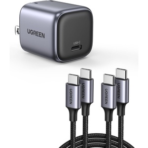image:imageUGREEN 30W USB C Charger Bundle with 33ft 60W 2Pack USB C Cable Nylon Braided for iPhone 15 Samsung Galaxy S24 Google Pixel 7 MacBook AirPro Dell XPS iPad ProMini 6Air Switch