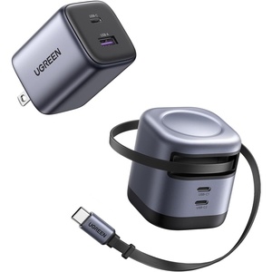 image:imageUGREEN Bundle Item UGREEN 35W GaN Charger and 45W 3 in 1 Compact GaN Retractable Fast Wall Charger with Foldable Plug