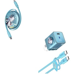 image:imageUGREEN Nexode 100W Retractable Cable and Air 65W Charger Honkai Star Rail Edition Bundle Cyan GaN USB C Charger Set for iPhone 1716 MacBook ProAir Galaxy S26S25 iPad Pixel Switch AirPods