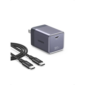 image:imageUGREEN Nexode Air 100W Wall Charger Block with USB C Cable Compact Foldable GaN Fast Charging PD TypeC Charger Compatible with MacBook iPhone 17 Pro Max Galaxy Grey