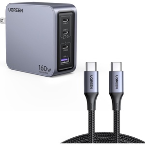 image:imageUGREEN Nexode Pro 160W USB C Charger Bundle with 240W 6FT USB C to USB C Cable for iPhone 15 Pro Max Samsung Galaxy S24S23 MacBook ProAir iPad ProAirMini Dell XPS