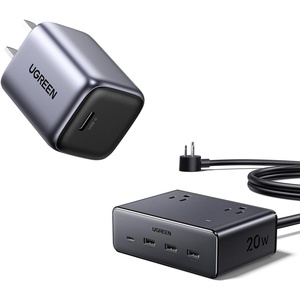 image:imageUGREEN Travel Charging Bundle Nexode 30W Foldable GaN Charger and 8Port Power Strip with 20W PD Fast Charging Portable Solution for Phones Tablets Laptops on Cruises Trips Adventures