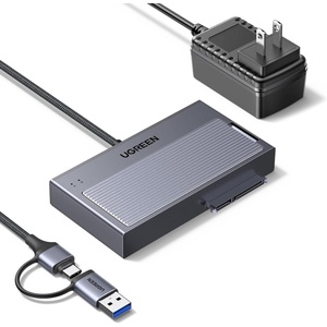 image:imageUGREEN 2 in 1 M2 NVMe SSD Enclosure and SATA Hard Drive Adater 10Gbps External Hard Drive Reader Compatible with for 2230224222602280 M KeyampMB Key and 2535 SATA with 12V2A Adapter