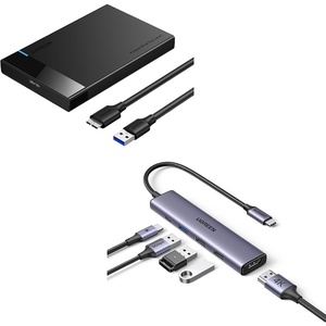 image:imageUGREEN 25 Hard Drive Enclosure USB 30 to SATA III Adapter Bundle with UGREEN Revodok 105 USB C Hub 5 in 1 Multiport Adapter