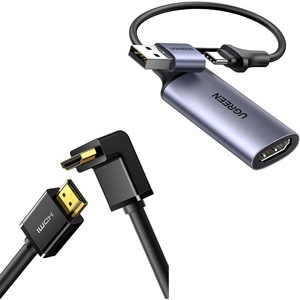image:imageUGREEN HDMI Cable Right Angle 4K 90 Degree HDMI 20 Cord High Speed Bundle with Full HD 1080P Capture Card 4K USB 20 Video Capture Card USBAUSBC
