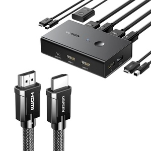 image:imageUGREEN KVM Switch 1 Monitor 2 Computers Share 4 USB Ports HDMI KVM Switch for Keyboard Mouse Printer to One Monitor Bundle with 8K HDMI 21 Cable Certified 66FT Ultra High Speed Cord