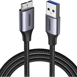 image:imageUGREEN Micro USB 30 Cable USB 30 A to Micro B Cord Nylon Braided External Hard Drive Cable Compatible with Samsung Galaxy S5 Note 3Pro 122 Western Digital Toshiba My Passport etc 6 FT15 ft