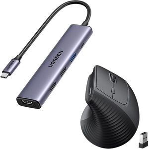 image:imageUGREEN Revodok 105 USB C Hub 5 in 1 Bundle with 24G Mouse Wireless Vertical Ergonomic Mouse for MacBook ProAir XPS Thinkpad