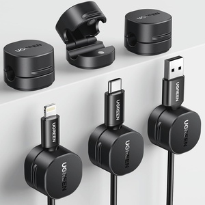 image:imageUGREEN Cable Organizer Clips Adhesive Cable Management  6Pack Strong Magnetic Cord Holder for Desk to Keep Phone Charging Cables Computer Cords and Various Cord Organized for Nightstand Black