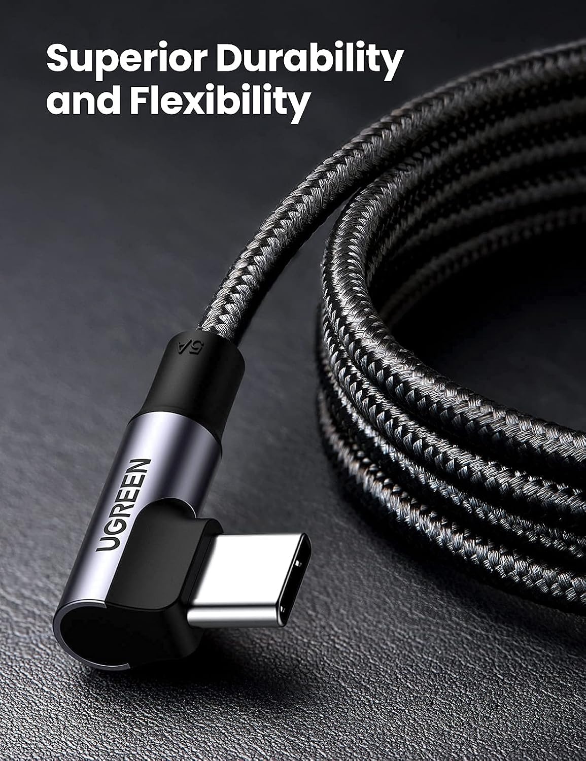 image:imageUGREEN Bundle 100W 2 Pack 6FT 10FT USB C to USB C Cable Right Angle Type C Fast Charger Cable Nylon Braided Charging Cord Compatible for MacBook Pro Air iPad Pro 2021 Dell Pixel Galaxy S21 Note 20
