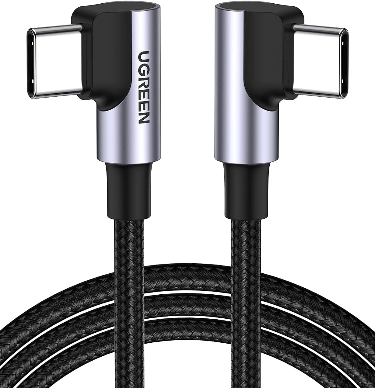 image:imageUGREEN Bundle 100W 2 Pack 6FT 10FT USB C to USB C Cable Right Angle Type C Fast Charger Cable Nylon Braided Charging Cord Compatible for MacBook Pro Air iPad Pro 2021 Dell Pixel Galaxy S21 Note 20
