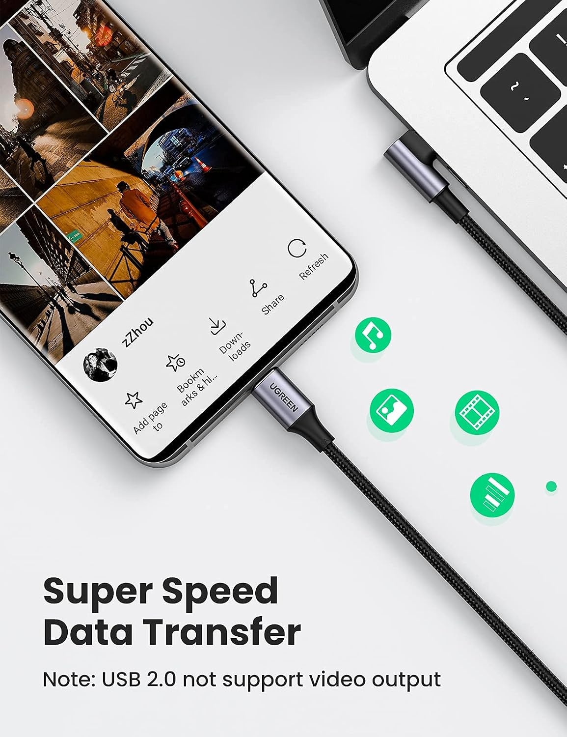 image:imageUGREEN Bundle 100W 2 Pack 6FT 10FT USB C to USB C Cable Right Angle Type C Fast Charger Cable Nylon Braided Charging Cord Compatible for MacBook Pro Air iPad Pro 2021 Dell Pixel Galaxy S21 Note 20