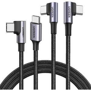 image:imageUGREEN Bundle 100W 2 Pack 6FT 10FT USB C to USB C Cable Right Angle Type C Fast Charger Cable Nylon Braided Charging Cord Compatible for MacBook Pro Air iPad Pro 2021 Dell Pixel Galaxy S21 Note 20