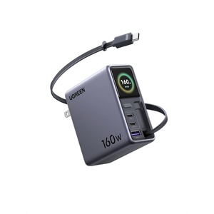 image:imageUGREEN Nexode Pro 160W Charger with Retractable Cable Smart Display amp APP Control 4Port GaN Fast USB C Wall Block TypeC Charging Compatible for MacBook ProAir iPhone 1716 Series iPad Galaxy