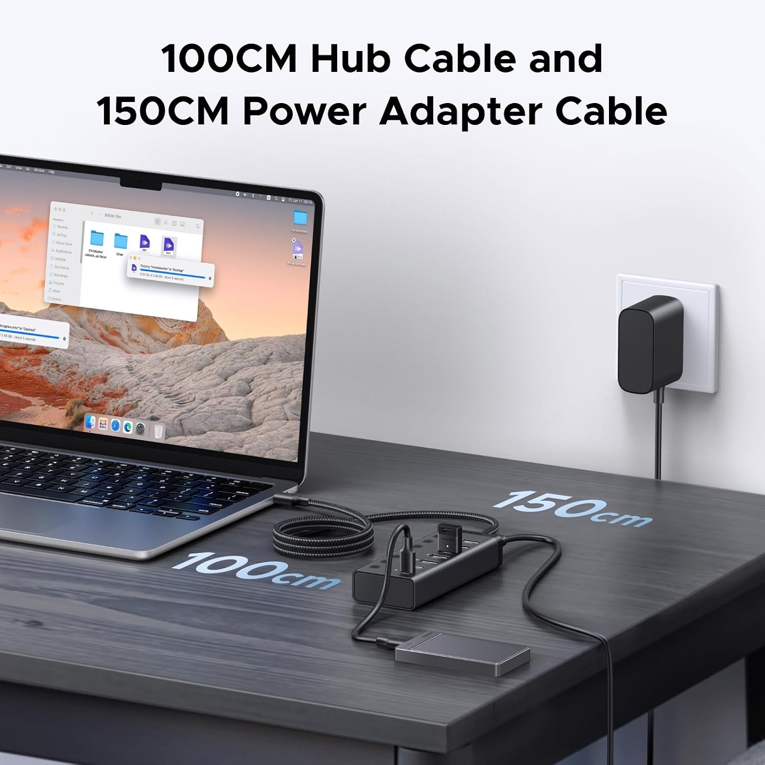 image:imageUGREEN 7in1 Powered USB 30 Hub 7 Ports 5xUSBA and 2xUSBC 10Gbps  24W DC Power Input 33 ft Cable USB Multiport Adapter for Laptop Desktop PC iMac Surface and More