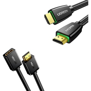 image:imageUGREEN 4K HDMI Cable 66FT18Gbps High Speed Braided Cord 20 with Ethernet Bundle HDMI Extension Cable 4K Extender 15FT Male to Female Adapter Cord