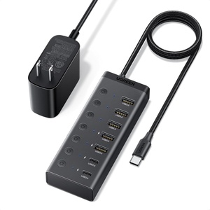 image:imageUGREEN 7in1 Powered USB C 30 Hub 7 Ports 5xUSBA and 2xUSBC 10Gbps  24W DC Power Input 33 ft Cable USBC Multiport Adapter for Laptop Desktop PC iMac Surface and More