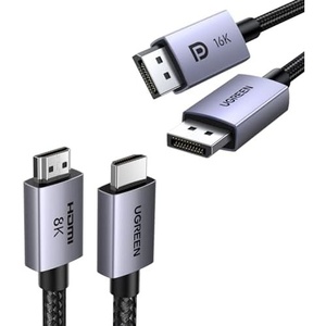 image:imageUGREEN DisplayPort Cable 21 VESA Certified DP20 80Gbps Support 16K60Hz 8K240Hz 4K240Hz HDR Bundle with 8K HDMI 21 Cable 48Gbps 66FT Certified Ultra High Speed HDMI Cord Aluminum