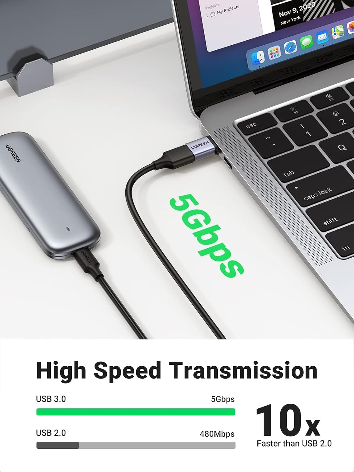 image:imageUGREEN USBC Adapter 2 Pack USBC Male to USB 30 Female Adapter for MacBook Pro iPhone 15 Plus iPad Pro and More TypeC or Thunderbolt 3 Devices