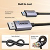 image:imageUGREEN 4K DisplayPort to HDMI Cable 1080P120Hz 16FT  DP 12 to HDMI 14 Alu Braided Cord Support 3D HDR Compatible with Monitor Desktop HDTV Laptop AMD NVIDIA33FT