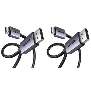 image:imageUGREEN 4K DisplayPort to HDMI Cable 1080P120Hz 16FT  DP 12 to HDMI 14 Alu Braided Cord Support 3D HDR Compatible with Monitor Desktop HDTV Laptop AMD NVIDIA10FT Pack of 2
