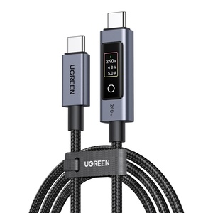 image:imageUGREEN Nexode 240W USBC to USBC Cable with TFT Smart Display 33ft  Tap to rotate longpress off Nylon braided  aluminum 480Mbps sync For iPhone MacBook Galaxy Pixel XPS Switch amp more33FT
