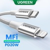 image:imageUGREEN US30470525 USBC to Lightning MFI Cable Alu Case with Nylon Braided 3A PD Fast Charging 2m  SilverSilver