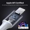 image:imageUGREEN US30470525 USBC to Lightning MFI Cable Alu Case with Nylon Braided 3A PD Fast Charging 2m  SilverSilver